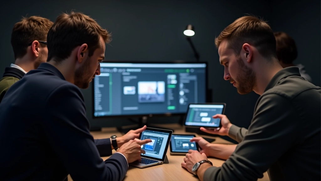 Équipe de designers travaillant sur des prototypes interactifs